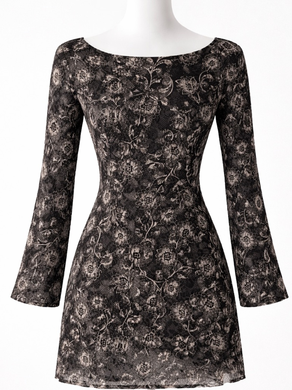 Mesh Floral A-Line Dress